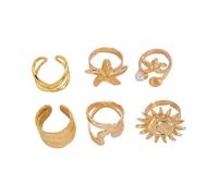 JAMNGHB 4 Pieces Unique Starfishes Inspire Adjustable Open Rings Jewelry Accessory for Men and Women in Gold and Silver Color