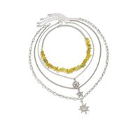 JAMNGHB 4PCS Elegant Necklace Set Adjustable Layering Chains Neckchain Gravels Bead Jewelry For Women Daily Wear And Parties Nature Inspired Layering Jewelry Gift Set