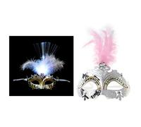 JAMNGHB 5Pcs/Set Women LED Fiber Feather Shining Plated Masquerade Fancy Dress Half Face Cover Props Halloween Sport Full Men's Head Lower Protective Latex Pumpkin