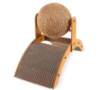 JAMNGHB Cats Toy Featuring Rotating Sisal Ball And Wooden Base To Stimulate Curiosity Natural Cats Wheel Toy