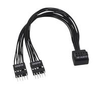 JAMNGHB Compact 20cm Clear Auditory 9pin Y Splitter with Angled Plug for Organized Computer Internal Wiring 9pin Sound Header Splitter PVC Sound Extension Wire