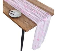 JAMNGHB Elegant French Lace Tulle Table Runner with Embroidered Butterfly and Pearls Beaded for Wedding Baby Showers Party Decors Pearls Table Runner