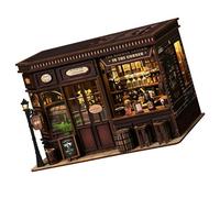 JAMNGHB European Styles Corner Bistro Craft Book Nooks Toy Wooden Doll House Assembly Set for Home Decors and Collector Led Light Bookend Collectible Model House Craft Building Set