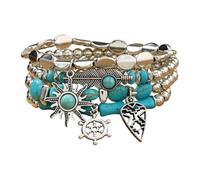 JAMNGHB Handcrafted Turquoise Bead for Sensitive Skin Elegant Multi Strands Design Jewelry Jewelry