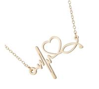 JAMNGHB Minimalist ECG Heartbeat Design Clavicle Chain Stainless Steel Pendant Necklace For Hospital Enthusiasts And Gift Electrocardiogram Necklace