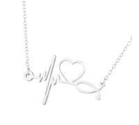 JAMNGHB Minimalist ECG Heartbeat Design Clavicle Chain Stainless Steel Pendant Necklace For Hospital Enthusiasts And Gift Electrocardiogram Necklace
