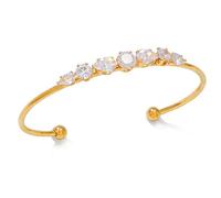 JAMNGHB Modern Minimalist Open End Bangle with Fine Zircon Stones Adjustable Opening Wristband for Everyday Wear Elegant Cubic Zirconia