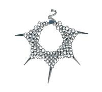 JAMNGHB Punk Gothic Twisted Knot Chain Necklace with Metal Studs Adjustable Closure Lightweight Design for Comfort Fit Heavy Malcontent Adjustable Necklace