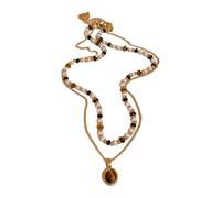 JAMNGHB Sun Pendant Necklace With Natural Stone Accent And Stainless Steel Chain Fashion Jewelry For Everyday Wear Unique Handmade Sun Necklace
