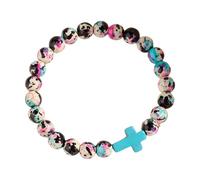 JAMNGHB Uplifting Positive Energy Crosses Stone Colorful Beads Promoting Hope Faith Accessory Crosses