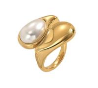 JAMNGHB Women's Adjustable Geometric Pearl Rings Metallic Finish Stylish Jewelry Parties Daily Wear & Gifting Stylish Copper Rings