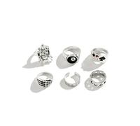 JAMNIK Hip Hop Vintage Skull Ghost Claw Poker Clown Ring Set for Women Hollow Geometric Size 8 Jewelry Steampunk Men