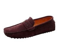 Jamron Men's Suede Leather Penny Loafers Comfort Driving Shoes Moccasin Slippers Coffee 2088 UK11.5