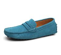 Jamron Men's Suede Leather Penny Loafers Comfort Driving Shoes Moccasin Slippers SkyBlue 2088 UK8