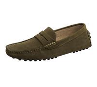 Jamron Men's Suede Leather Penny Loafers Moccasin Slippers Brown UK10