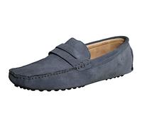 Jamron Men's Suede Leather Penny Loafers Moccasin Slippers Grey UK12