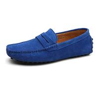 Jamron Men's Suede Leather Penny Loafers Moccasin Slippers RoyalBlue UK8