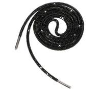 Jamron One Piece 4MM Glitter Round Shoe Lace with Rhinestones Drawstring Cord Hoodie Strings Replacements SN0712111 Black 120CM