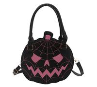 Jamron PU Leather Halloween Pumpkin Handbag Shoulder Bag Novelty Devil Crossbody Bag SN0707316 Black-Pink