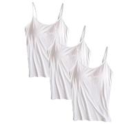 Jamron Womens 3 Pieces Basic Camisole Adjustable Strap Vest Tank Tops with Built-in Shelf Bra Stretch Undershirts White + White + White XXL