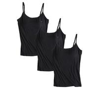 Jamron Womens 3 Pieces Basic Camisole Adjustable Strap Vest Tank Tops with Built-in Shelf Bra Stretch Undershirts Black + Black + Black 3XL