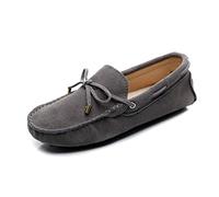 Jamron Women's Classic Suede Bow Tie Loafers Comfort Handmade Slipper Moccasins Grey 24208-2 UK5.5