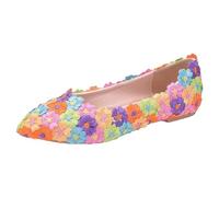 Jamron Womens Elegant Pointed Toe Colored Flower Bridal Shoes Pumps Soft Sole Ballet Flats SN070435 UK4.5