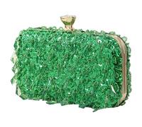 Jamron Women's Sparkly Crystal Sequins Beaded Evening Clutch Bag with Handle and Chain SN071291 Green