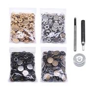 Jamsinmu 120 Set Leather Rivets Double Cap Rivets Tubular Rivets Metal Quick Rivets for Leather Craft Repair and Decoration 15mm(201#)