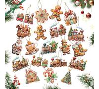 JAMSSOW 20 Pcs Christmas Tree Decorations,Gingerbread Man Christmas Decoration with Jute Rope Tags,Double Side Design Paper Christmas Hanging Decorations,Christmas Ornament for DIY