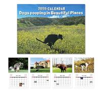 JAMSSOW 2026 Dogs Pooping in Beautiful Places Calendar,Humor Dog Pooping Calendar 2026,2026 Puppy Funny Wall Calendar,Funny Humor Gag Gifts For Birthdays Christmas
