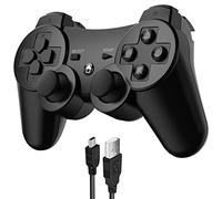 JAMSWALL ET8801 Controller for Ps-3, PC Wired Controller, Wireless Bluetooth Controller Gamepad Joystick Double Vibrating Controller for p-s-3 with Charger Cable Cord Thump Grips,Black