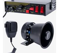 JAMTON 200W 12V 9 Tone Emergency Police Siren System, Black Steel Speaker Horn, Handheld Microphone, for Emergency Vehicles Truck Firefighters Ambulance