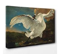 Jan Asselijn The Threatened Swan Canvas Print | Gallery Wrapped 30mm Frame Wall Art | 30x20 inches | Ready to Hang | Modern Bird Picture | Living Room Bedroom Lounge Office