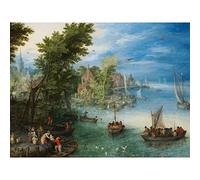 Jan Brueghel The Elder River Landscape Large Wall Art Print Canvas Premium Poster Mural