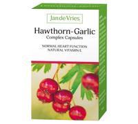 Jan de Vries Hawthorn-Garlic Complex | Rich Source of Natural Vitamin E, an antioxidant | Contains Vitamin B1 which Contributes to Normal Heart Function | 90 Capsules