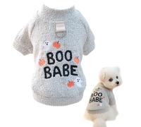 Jan Jean Cozy Pet Knit Sweater For Halloween Christmas Cute Pumpkin Embroidery Pet Clothes With D-ring Gray M