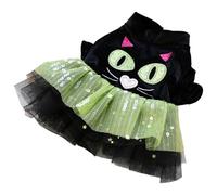 Jan Jean Cute Cat Halloween Costume For Dogs Soft Lace Tutu Skirt Party Dress For Small Puppies Cats Girl Black S
