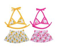 Jan Jean Cute Floral Print Dog Swimsuit 2 Set Pet Bikini Suit Puppy Breathable Swimwear For Summer Beach Yellow Hot Pink M