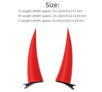 Jan Jean Demon Hair Clips Headwear Anime Costume Props Accessory for Halloween Party Cosplay Photography Role Play Performance Red L