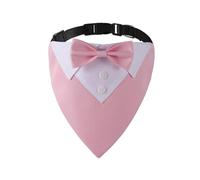 Jan Jean Dog Collar With Bow Tie Adjustable Tuxedo Triangle Bandana For Wedding Birthday Party Formal Pet Costume Pink M