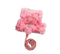 Jan Jean Dog Flower Harness With Leash Set Escape-proof Mesh Pet Vest Harnesses Puppy Wedding Party Dress Vest Pink S