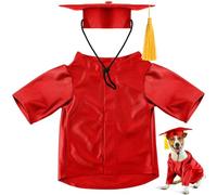 Jan Jean Dog Graduation Outfit Formal Cap And Gown Washable Academic Costume For Small Medium Large Dogs Red M
