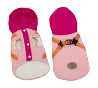 Jan Jean Dog Jacket With Built-in Harness Winter Snowsuit Coat For Small Dogs Chihuahua Pet Fleece Lined Warm Hoodie Hot Pink S