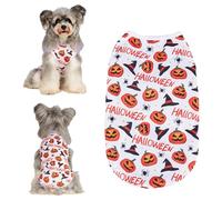 Jan Jean Dog Tank Top For Halloween Cute Pumpkin Bat Breathable Sleeveless Vest Tee For Small Medium Breed Dogs Cats Type C M