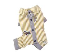 Jan Jean Four Leg Dog Pajamas Striped Jumpsuit With Button Down Soft Comfortable Anti-lick Pet Sleepwear For Daily Walking Khaki XXL