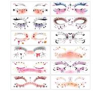 Jan Jean Halloween Face Tattoo Stickers Temporary Scary Makeup Decals with Eyebrow Lip Designs for Women's Party Supplie 24 Sheets Type A One Size