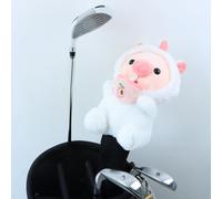Jan Jean Healing Cartoon Milk Tea Pig Head Covers, Soft and Comfortable, Anti-Wear, Creating a Unique Golf Experience for Women and Kids, A Social Media Hit White Fairway One Size
