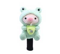 Jan Jean Healing Cartoon Milk Tea Pig Head Covers, Soft and Comfortable, Anti-Wear, Creating a Unique Golf Experience for Women and Kids, A Social Media Hit Green Driver One Size
