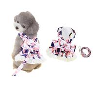 Jan Jean No Pull Dog Harness And Leash Set With Floral Dress Adjustable Soft Vest Harnesses For Small Breed Puppies Girl Pink XL
